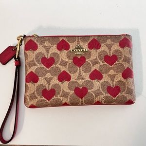 Coach Heart Print Wristlet